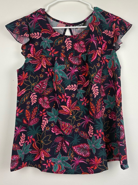 BloomChic Tops - NWT BloomChic Tropical Print Flutter Sleeve Blouse Keyhole Size 12 Dark Tropical